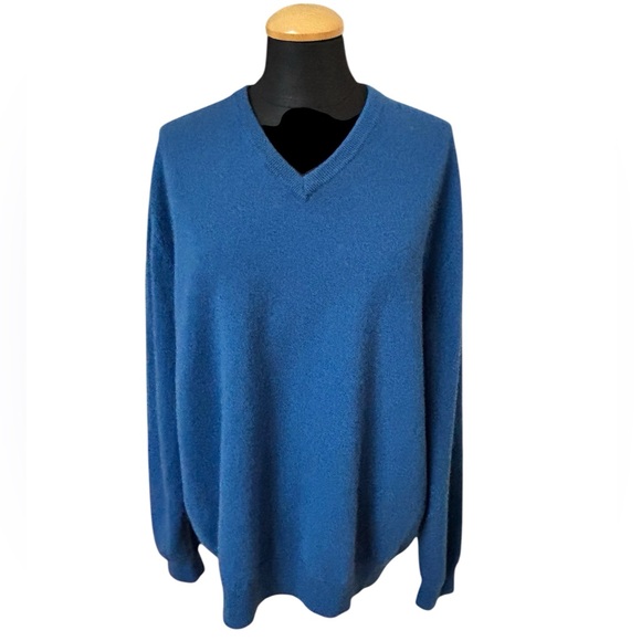 Club Room 100% Cashmere Blue V-Neck Sweater Mens XL - Picture 2 of 7